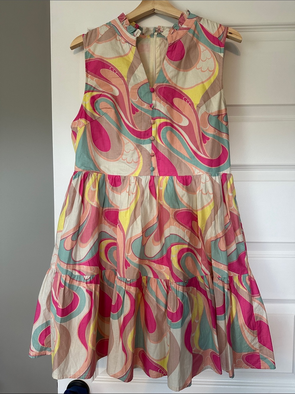 Karlie Pastel Swirl Ruffle Sundress in Pink & Mint size medium